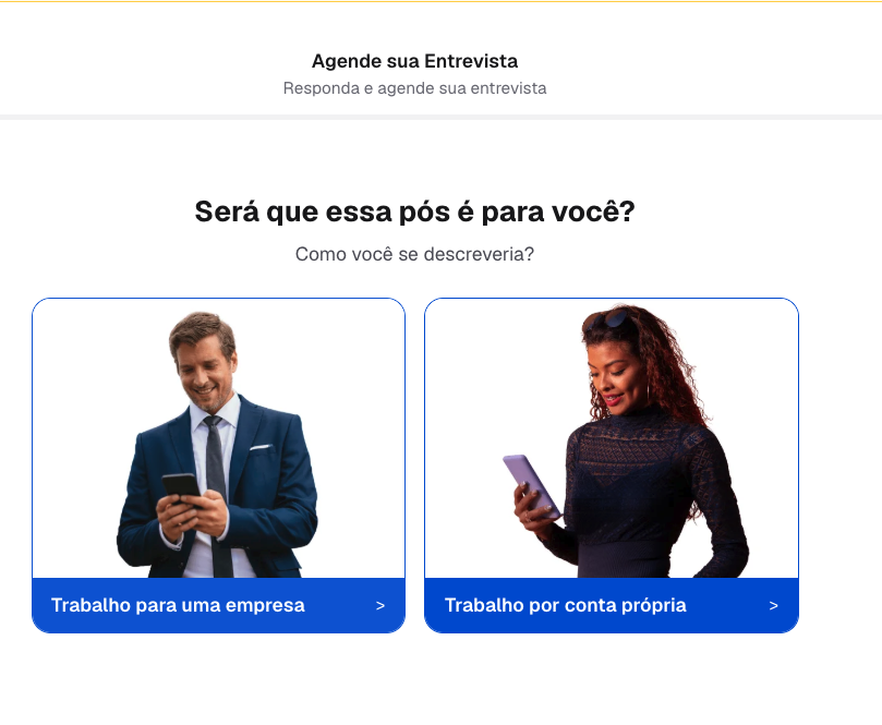 Página pública: agende sua entrevista