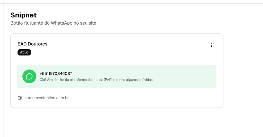 Snippet do botão flutuante de WhatsApp